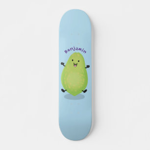 Cute kawaii papaya paw cartoon illustratie skateboard