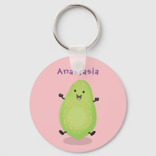 Cute kawaii papaya paw cartoon illustratie sleutelhanger