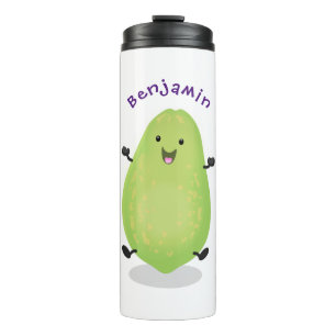 Cute kawaii papaya paw cartoon illustratie thermosbeker