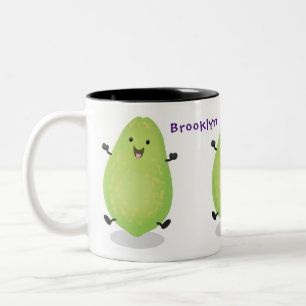 Cute kawaii papaya paw cartoon illustratie tweekleurige koffiemok