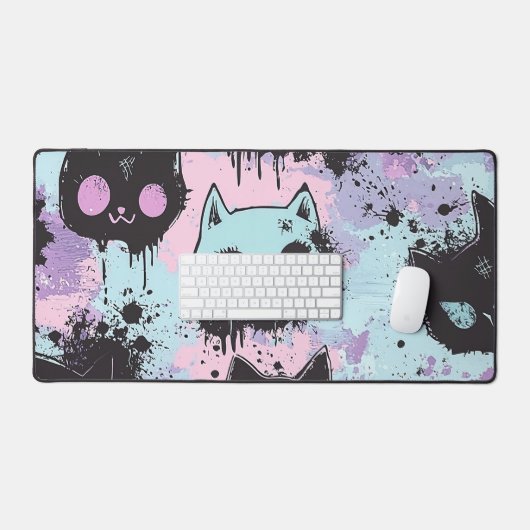 Cute Kawaii Pastel Goth Chat Déplaisant (Clavier et souris)