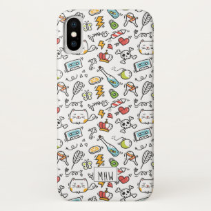 Cute Kawaii Pattern aangepaste monogram telefoonge iPhone X Hoesje
