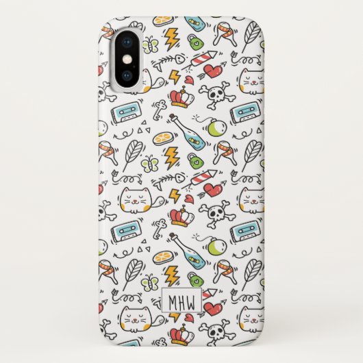 Cute Kawaii Pattern aangepaste monogram telefoonge Case-Mate iPhone Case (Achterkant)