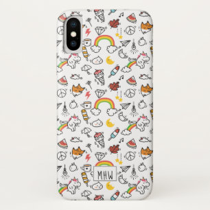 Cute Kawaii Pattern aangepaste monogram telefoonge iPhone X Hoesje