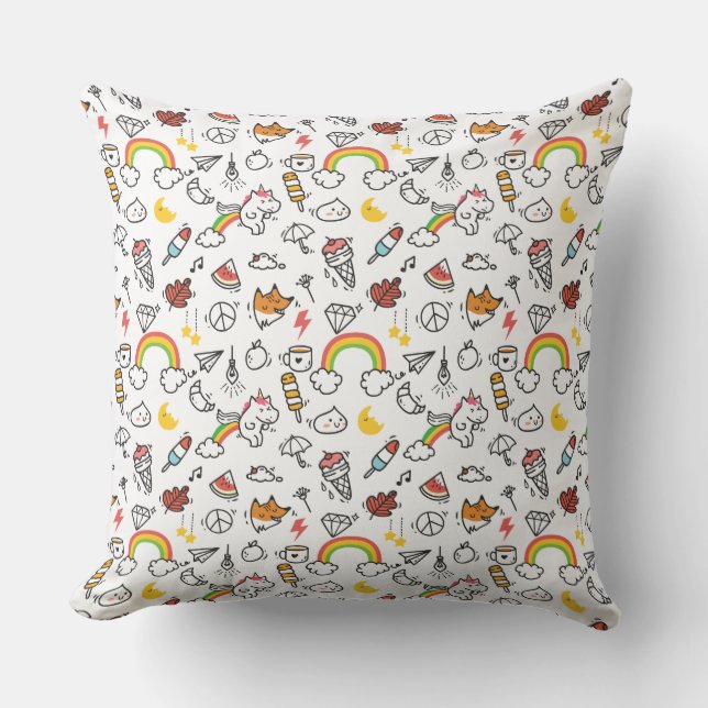 Cute Kawaii Pattern gooit kussens (Voorkant)