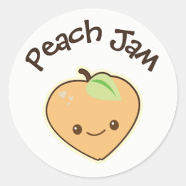 Cute Kawaii Peach Jam Jar Étiquette