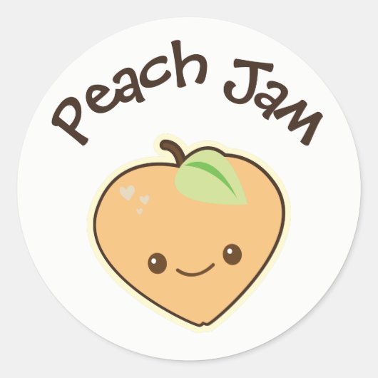 Cute Kawaii Peach Jam Jar Label (Voorkant)