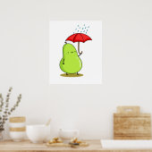 Cute Kawaii Pear met baarmoeder Poster (Keuken)
