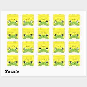 Cute Kawaii Peek-a-Boo Frog Personalized Vierkante Sticker