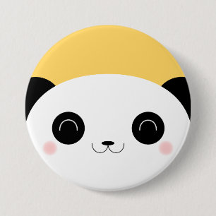 Cute Kawaii Peekaboo Blushing Panda Pin Badge Ronde Button 7,6 Cm