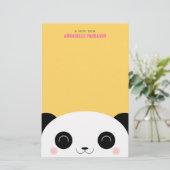 Cute Kawaii Peekaboo Panda Briefpapier (Staand voorkant)