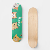 Cute Kawaii Peeking Cats Pattern Skateboard (Voorkant)