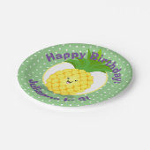 Cute kawaii pineapple cartoon papieren bordje (Gekanteld)