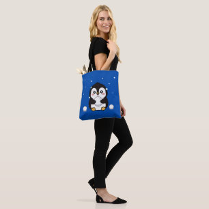 Cute Kawaii Pinguïn Winter Boodschappentas Draagtas