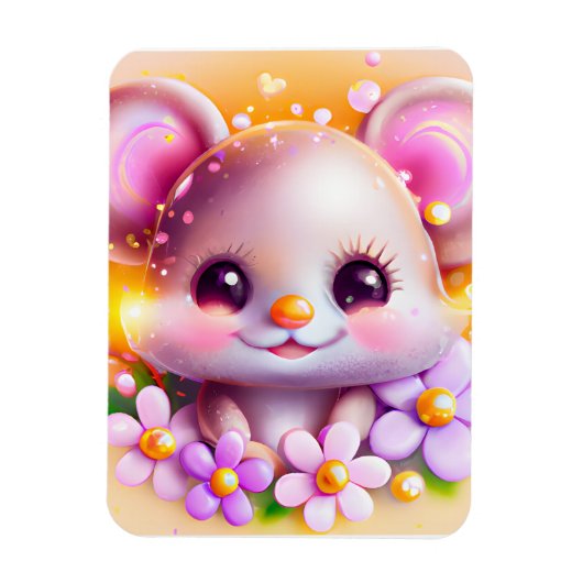 Cute Kawaii Pink Mouse Magneet (Verticaal)