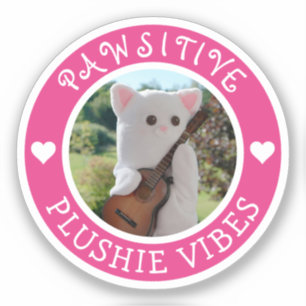 Cute Kawaii Pink Pawsitive Plushie Vibes Photo Sticker
