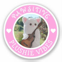 Cute Kawaii Pink Pawsitive Plushie Vibes Photo Sticker