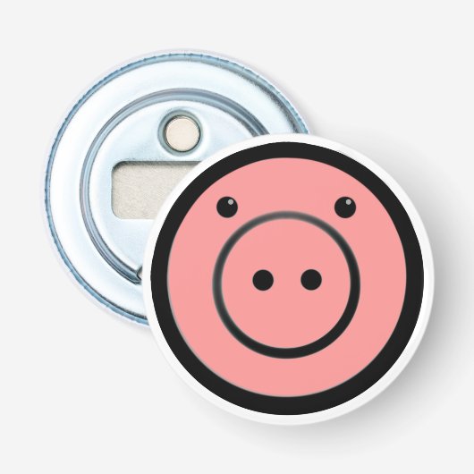 Cute Kawaii Pink Piggy Vector Art Button Flesopener (Voorkant)