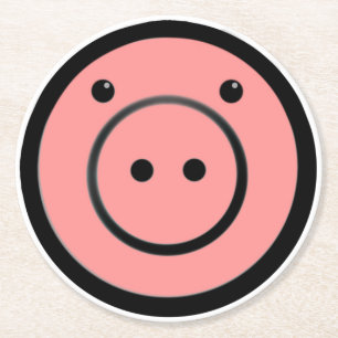 Cute Kawaii Pink Piggy Vector Art Ronde Kartonnen Onderzetter