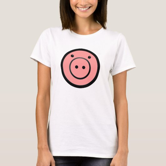 Cute Kawaii Pink Piggy Vector Art T-shirt (Voorkant)