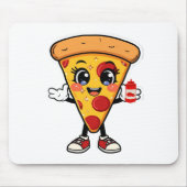 Cute Kawaii Pizza Cartoon Mousepad Muismat (Voorkant)