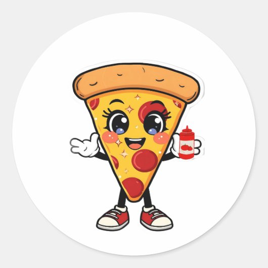 Cute Kawaii Pizza Sticker (Devant)