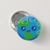 Cute Kawaii Planet Earth Character Ronde Button 3,2 Cm (Voorkant /achterkant)