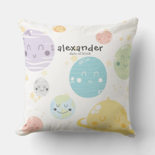 Cute Kawaii Planets and Stars Monogram Kussen