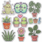 Cute Kawaii Plants Sticker (Voorkant)