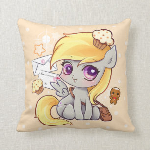 Cute kawaii postman pony met letters en cupcakes kussen
