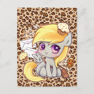 Cute kawaii postman pony op luipaard briefkaart