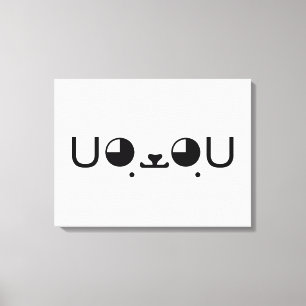 Cute Kawaii Puppy Dog Japans Kaomoji Emoticon Canvas Afdruk