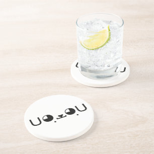 Cute Kawaii Puppy Dog Japans Kaomoji Emoticon Zandsteen Onderzetter