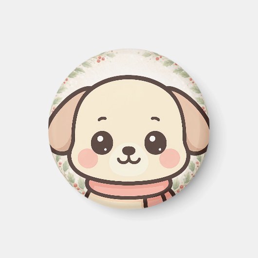 Cute Kawaii Puppy Face Magnet Magneet (Voorkant)