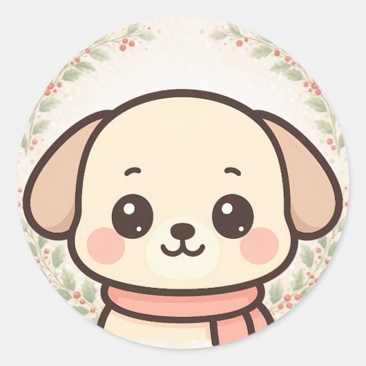 Cute Kawaii Puppy Face Sticker (Voorkant)