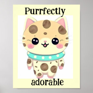 Cute Kawaii Purrfectly Schattig Cat Poster