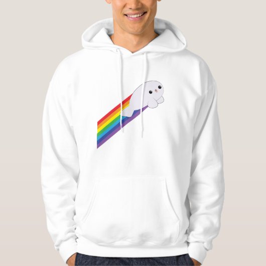 Cute Kawaii Rainbow Rocket Seal Hoodie (Voorkant)