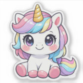 Cute Kawaii Rainbow Unicorn Vinyl Sticker (Devant)