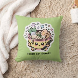 Cute Kawaii Ramen Noodle Kom Bowl Ziet Er Zo Lekke Kussen