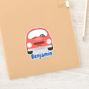 Cute kawaii red car cartoon illustration sticker