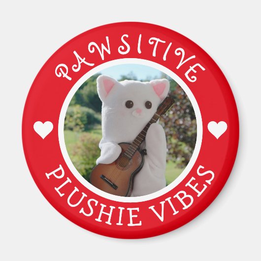 Cute Kawaii Red Pawsitive Plushie Vibes Photo Magneet (Voorkant)