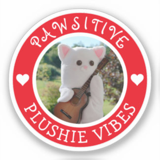 Cute Kawaii Red Pawsitive Plushie Vibes Photo Sticker