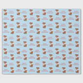 Cute Kawaii Reindeer Personalized Gift Wrap Cadeaupapier (Vlak)