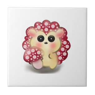 Cute Kawaii Rode Paddenstoel Egeltje Art Tegeltje