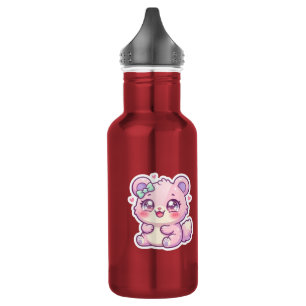 Cute Kawaii Roze Beer Pastel Chibi Kat Hart St Waterfles
