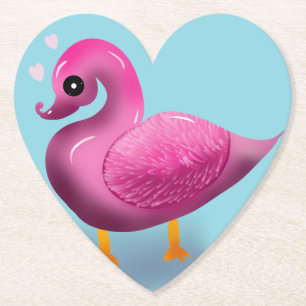 Cute Kawaii Roze Eend & Harten Babykamer Kunst Kartonnen Onderzetters