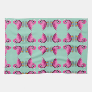 Cute Kawaii Roze Eend & Harten Babykamer Kunst Theedoek