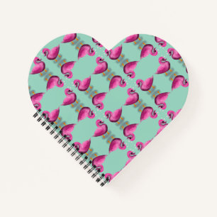 Cute Kawaii Roze Eend & Hartjes Nursery Kunst Notitieboek
