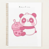 Cute Kawaii roze Panda Beer met Drink Planner (Voorkant)