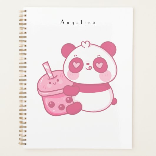 Cute Kawaii roze Panda Beer met Drink Planner (Voorkant)
